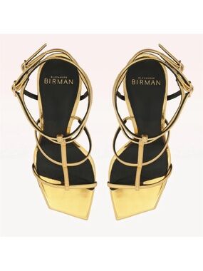 Alexandre Birman Metallic Gold Strappy High Heel Sandals